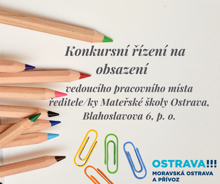 Hledáme pracovníka na pozici ředitele/ředitelky mateřské školy Blahoslavova