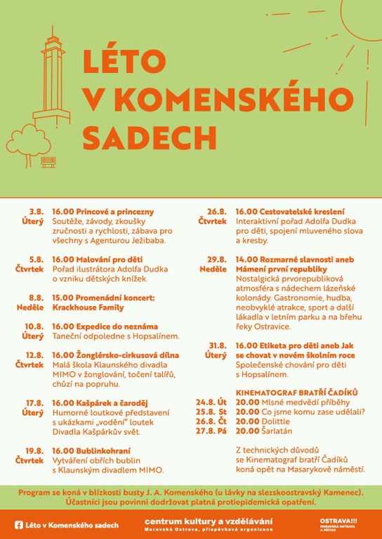 Léto v Komenského sadech vstupuje do své druhé poloviny