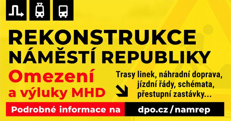 TRAMVAJOVÁ VÝLUKA NA NÁMĚSTÍ REPUBLIKY BUDE DO 17. PROSINCE 2025