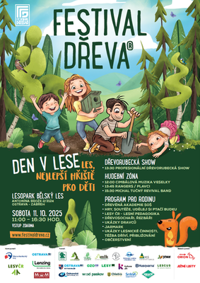 V Ostravě, v lesoparku Bělský les proběhne v sobotu 11. 10. 2025 jubilejní 20. ročník lesnické akce Festival dřeva / Den v lese
