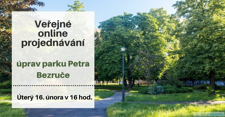 Veřejné online projednávání úprav parku P. Bezruče