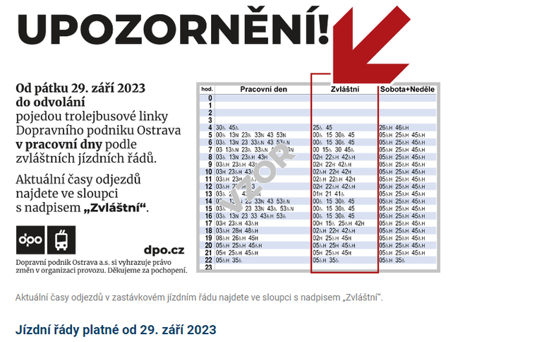 Změna jízdních řádů na trolejbusových linkách od 29. září 2023
