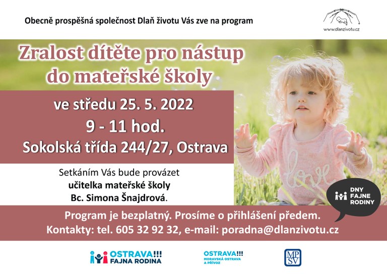Zveme na vzdělávací program Zralost pro nástup do MŠ